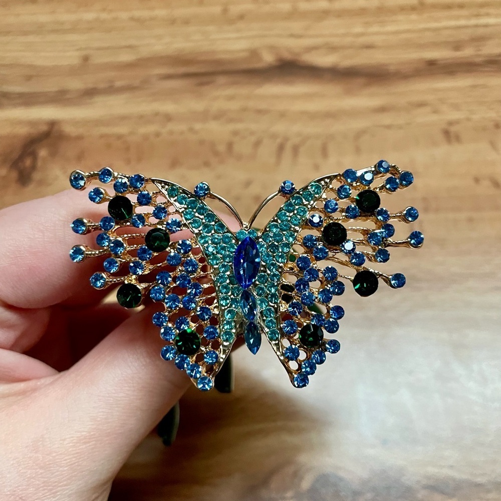 Huge Butterfly Rhinestone Statement Ring